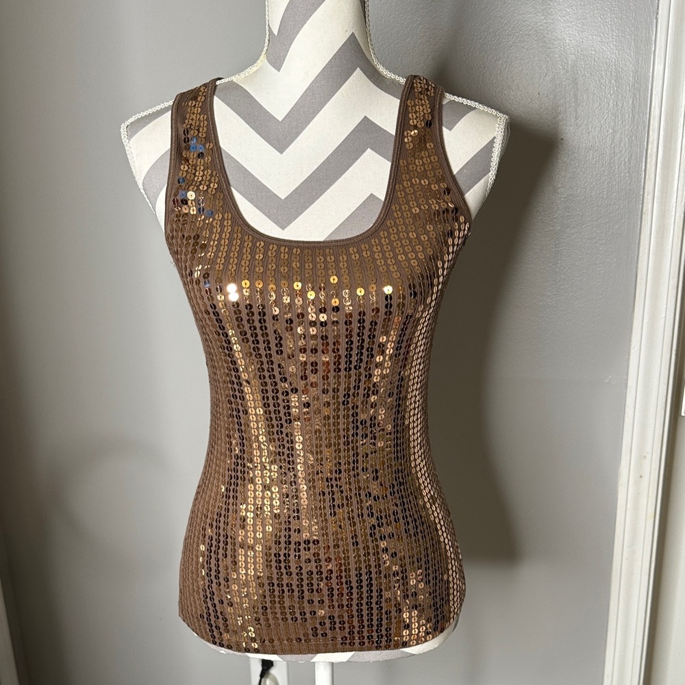 Express Bronze Sequin Tank Top
